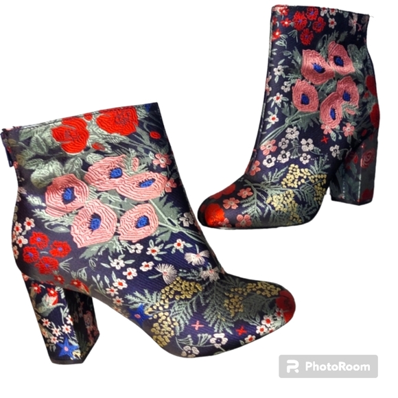 Metaphor Floral Embroidered Ankle Boots sz8 - Picture 9 of 11
